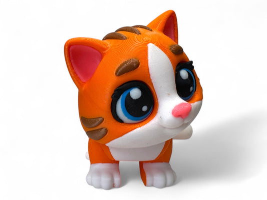 Flexi Ginger Cat Articulated Fidget Figurine British Shorthair Tabby Cat Cute Adorable Party Favors Classroom Gifts and Fidgets Cat Lover