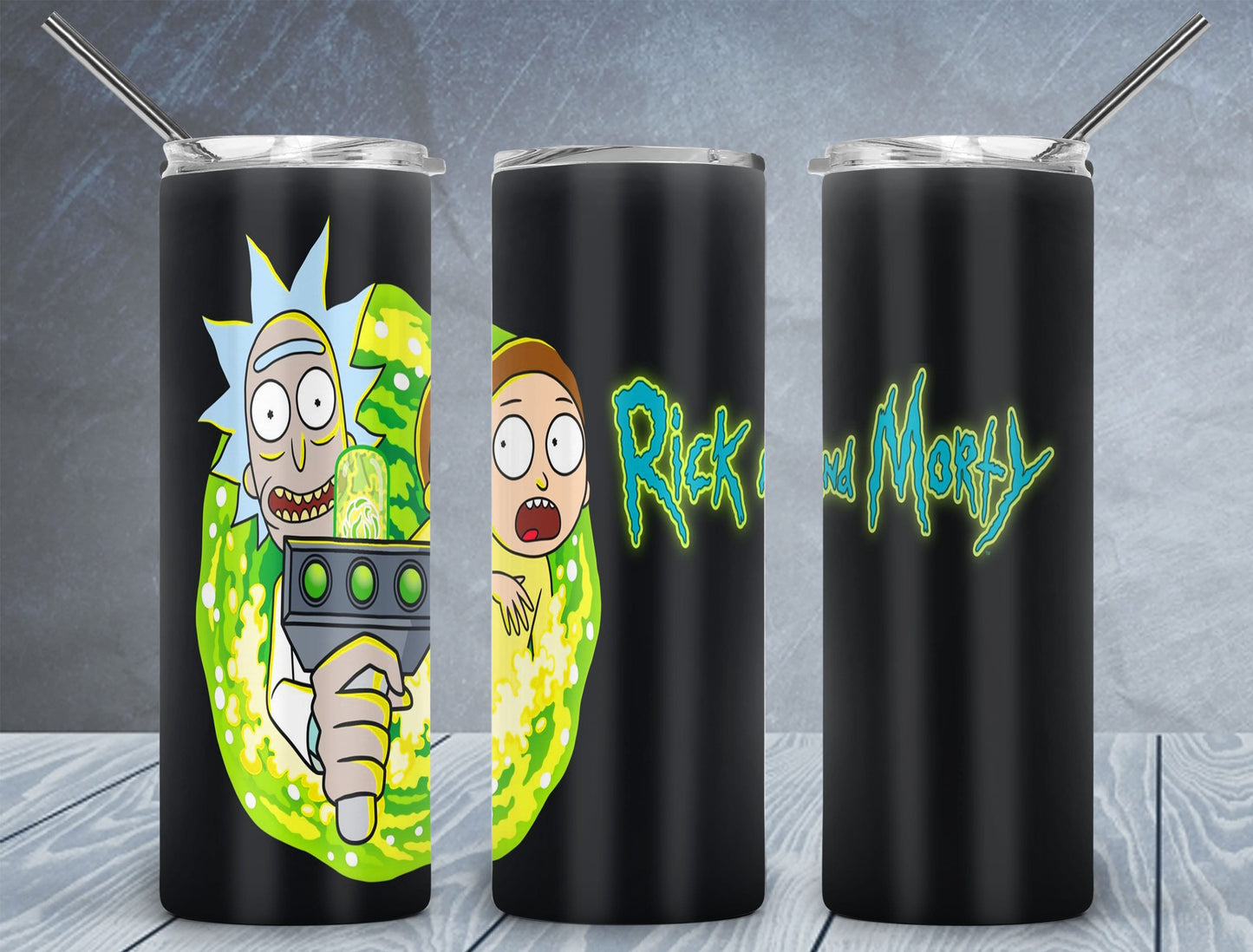 Tumbler, Custom Tumbler, Skinny Tumbler, Custom Drinkware, Sublimation Skinny Tumbler with Straw, 20 oz tumbler, Rick and Morty Tumbler