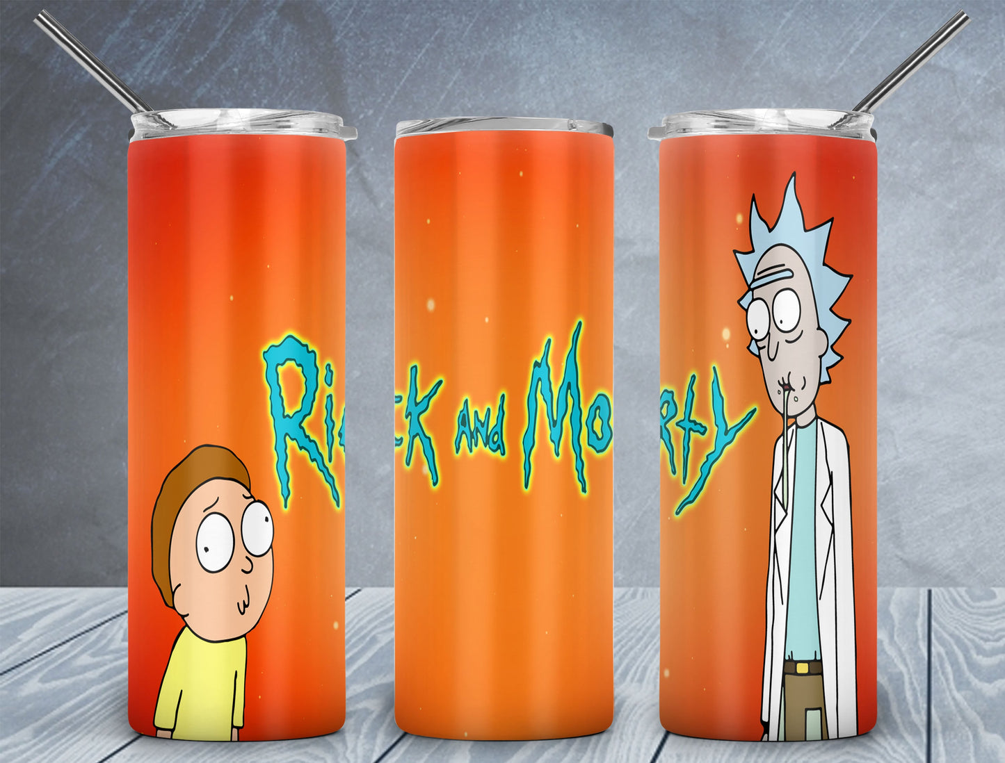 Tumbler, Custom Tumbler, Skinny Tumbler, Custom Drinkware, Sublimation Skinny Tumbler with Straw, 20 oz tumbler, Rick and Morty Tumbler