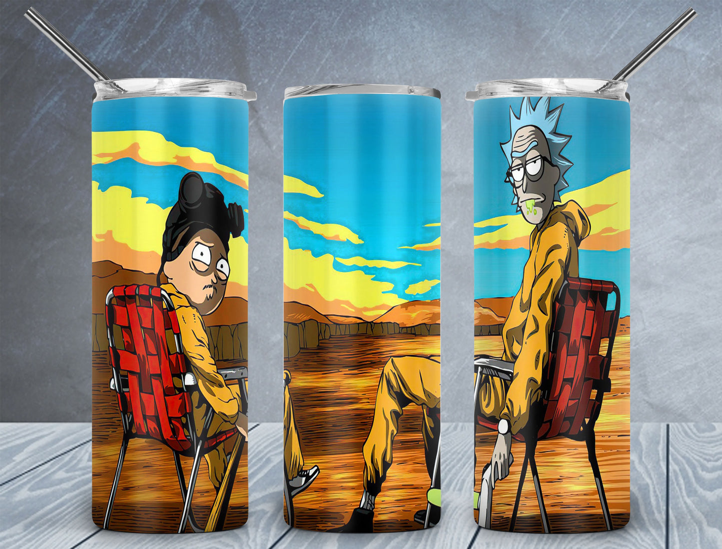 Tumbler, Custom Tumbler, Skinny Tumbler, Custom Drinkware, Sublimation Skinny Tumbler with Straw, 20 oz tumbler, Rick and Morty Tumbler