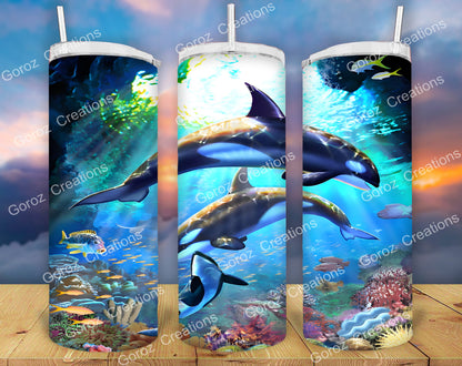 20oz Skinny Tumbler | Sublimation | Custom Tumbler | Nature | Orca | Sea Life | Ocean | Killer Whale Tumbler