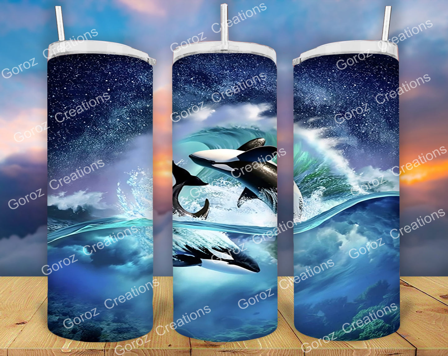 20oz Skinny Tumbler | Sublimation | Custom Tumbler | Nature | Orca | Sea Life | Ocean | Killer Whale Tumbler