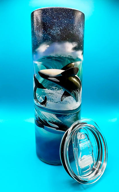 20oz Skinny Tumbler | Sublimation | Custom Tumbler | Nature | Orca | Sea Life | Ocean | Killer Whale Tumbler