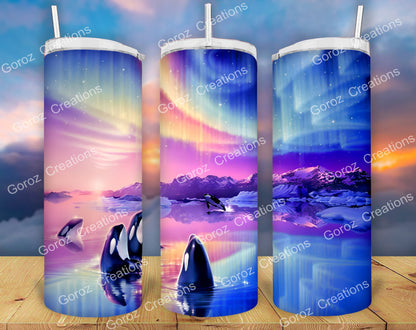 20oz Skinny Tumbler | Sublimation | Custom Tumbler | Nature | Orca | Sea Life | Ocean | Killer Whale Tumbler