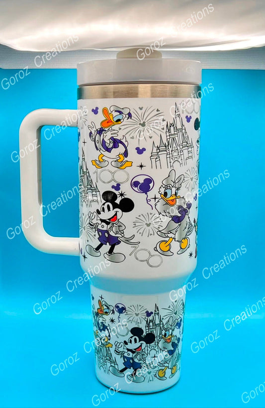 40oz Custom Tumbler Magic Theme Park Tumbler 100 Anniversary Tumbler Stanley Dup Cute Cartoon Tumbler Gift For Theme Park Lover