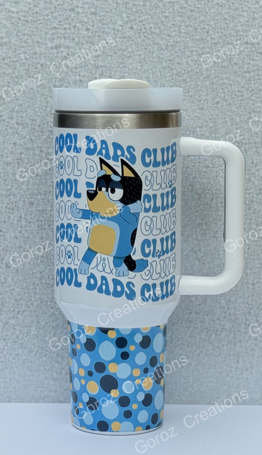 40oz Tumbler Blue Cartoon Dog Cool Dads Club Tumbler Bandit Tumbler Blue Heeler Stanley Dup Dad Christmas Gift 40oz Tumbler