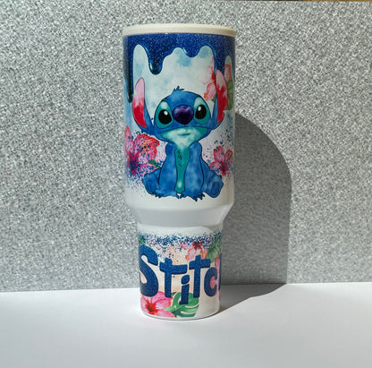 40oz Tumbler Blue Alien Magic Theme Park Tumbler Stanley Dupe Cute Cartoon Tumbler Gift For Coffee Lover Funny Cartoon Tumbler