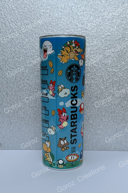 Kids Tumbler Video Game 20oz Tumbler Kids Birthday Gift Super Mario Bros Tumbler Coffee Tumbler Gaming Themed Cup Super Mario