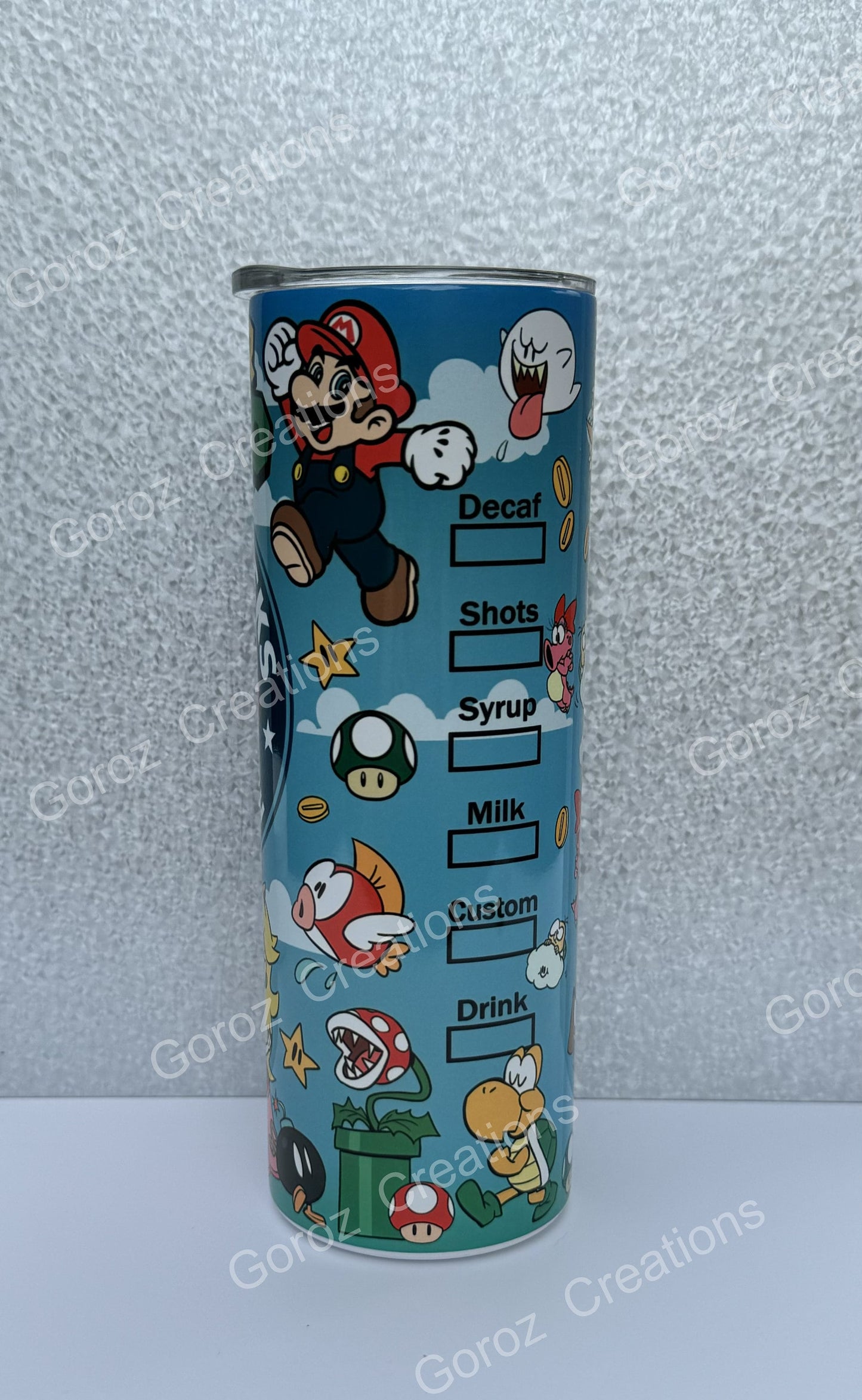 Kids Tumbler Video Game 20oz Tumbler Kids Birthday Gift Super Mario Bros Tumbler Coffee Tumbler Gaming Themed Cup Super Mario