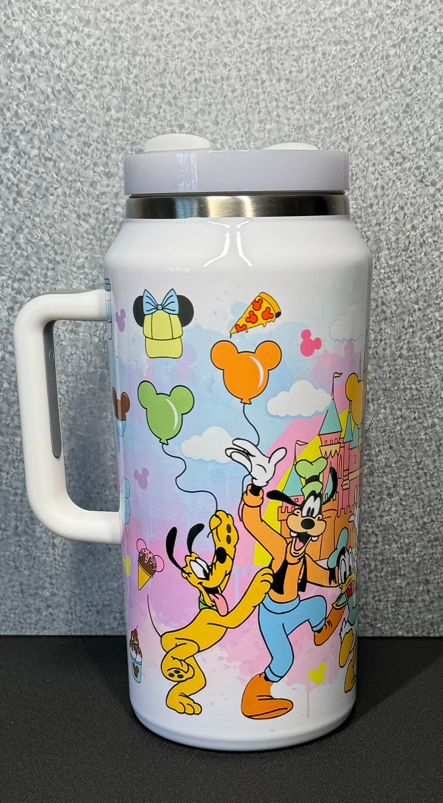 64oz Quencher Dupe Water Bottle Jumbo Theme Park Tumbler Magic Theme Decor Cute Cartoon Characters Stanley Dup Gift For Theme Park Lover