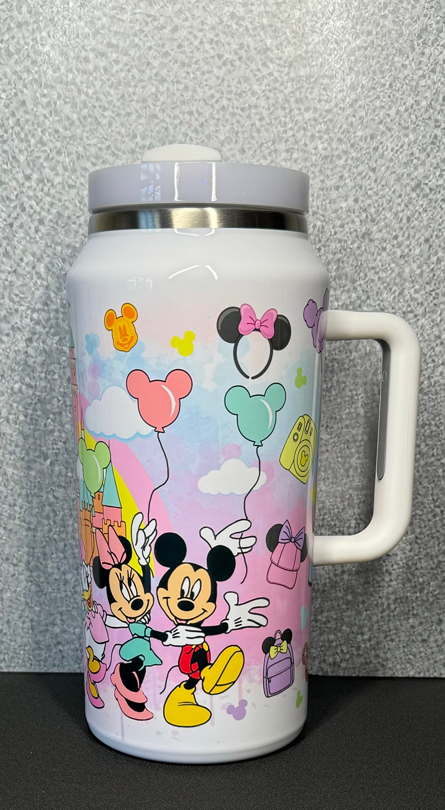 64oz Quencher Dupe Water Bottle Jumbo Theme Park Tumbler Magic Theme Decor Cute Cartoon Characters Stanley Dup Gift For Theme Park Lover