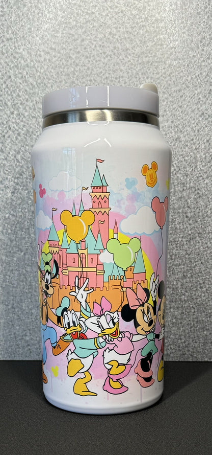 64oz Quencher Dupe Water Bottle Jumbo Theme Park Tumbler Magic Theme Decor Cute Cartoon Characters Stanley Dup Gift For Theme Park Lover