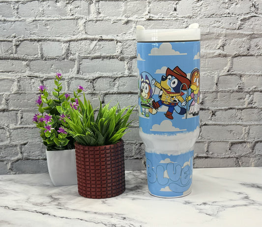 40oz Blue Cartoon Dog Quencher Dupe Tumbler Blue Heeler Cute Cartoon Crossover Tumbler Stanley Dupe 40oz Tumbler Cute Gift for Wife