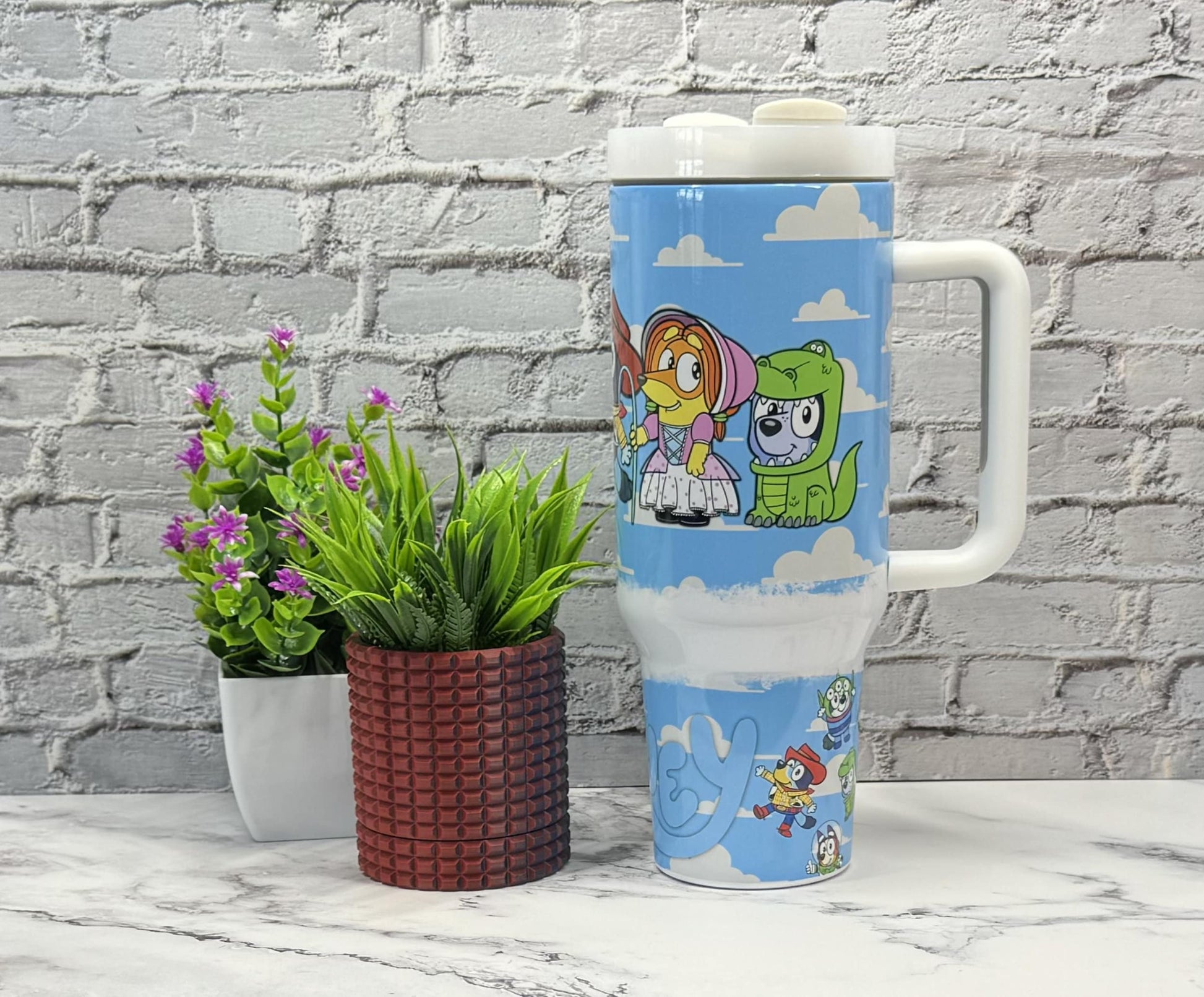 40oz Blue Cartoon Dog Quencher Dupe Tumbler Blue Heeler Cute Cartoon Crossover Tumbler Stanley Dupe 40oz Tumbler Cute Gift for Wife