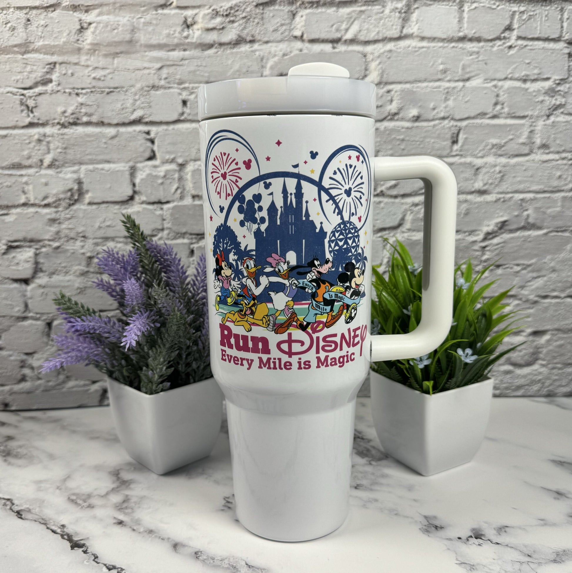 40oz Theme Park Tumbler Magic Theme Park Cute Cartoon Marathon Stanley Dupe Gift For Theme Park Lover Theme Park Marathon Runner Gift