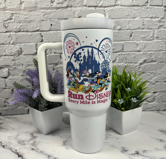 40oz Theme Park Tumbler Magic Theme Park Cute Cartoon Marathon Stanley Dupe Gift For Theme Park Lover Theme Park Marathon Runner Gift