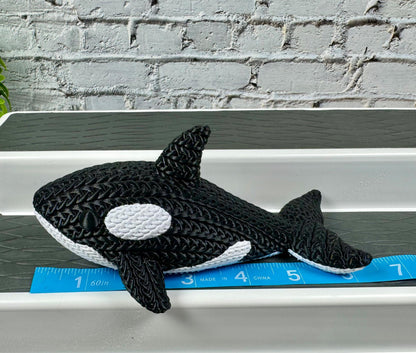 Knitted Orca 3D Printed Unique Office Decor Killer Whale Toy