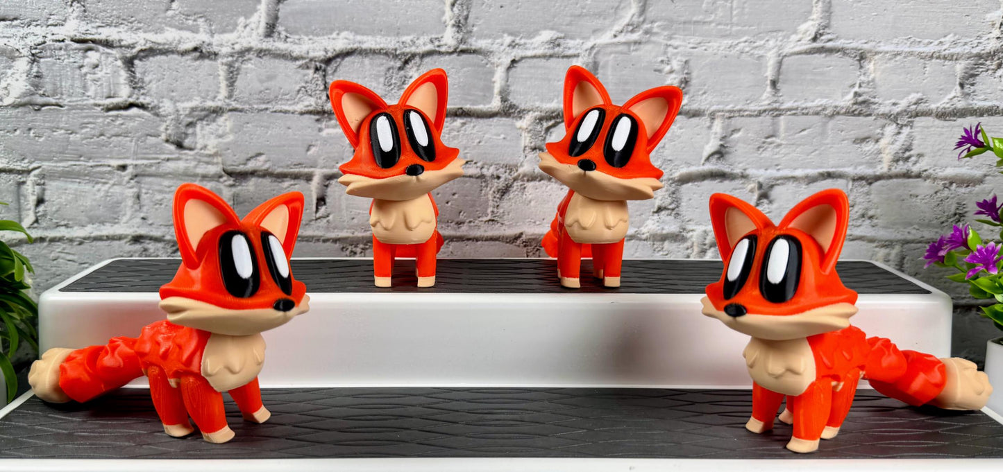 Cute Flexi Fox Fidget Toy Figurine 3D Printed Articulated Desk Buddy Unique Fox Figurine for Stress Relief Fidget Toy Cute Desk Critter