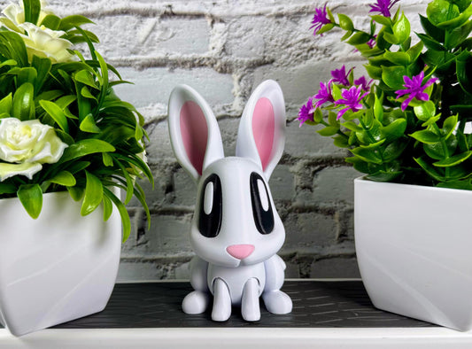 Cute Flexi Bunny Fidget Toy Figurine 3D Printed Articulating Desk Buddy Unique Bunny Figurine for Stress Relief Fidget Toy Pocket Bunny