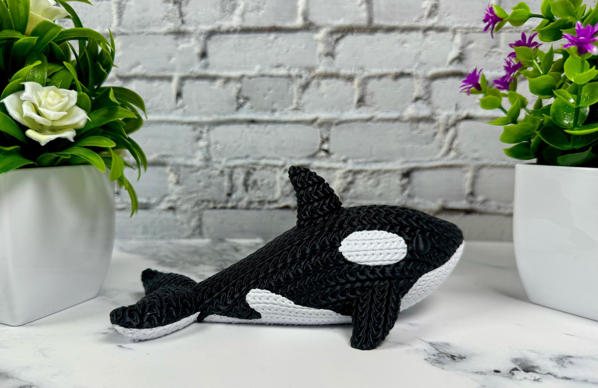 Knitted Orca 3D Printed Unique Office Decor Killer Whale Toy