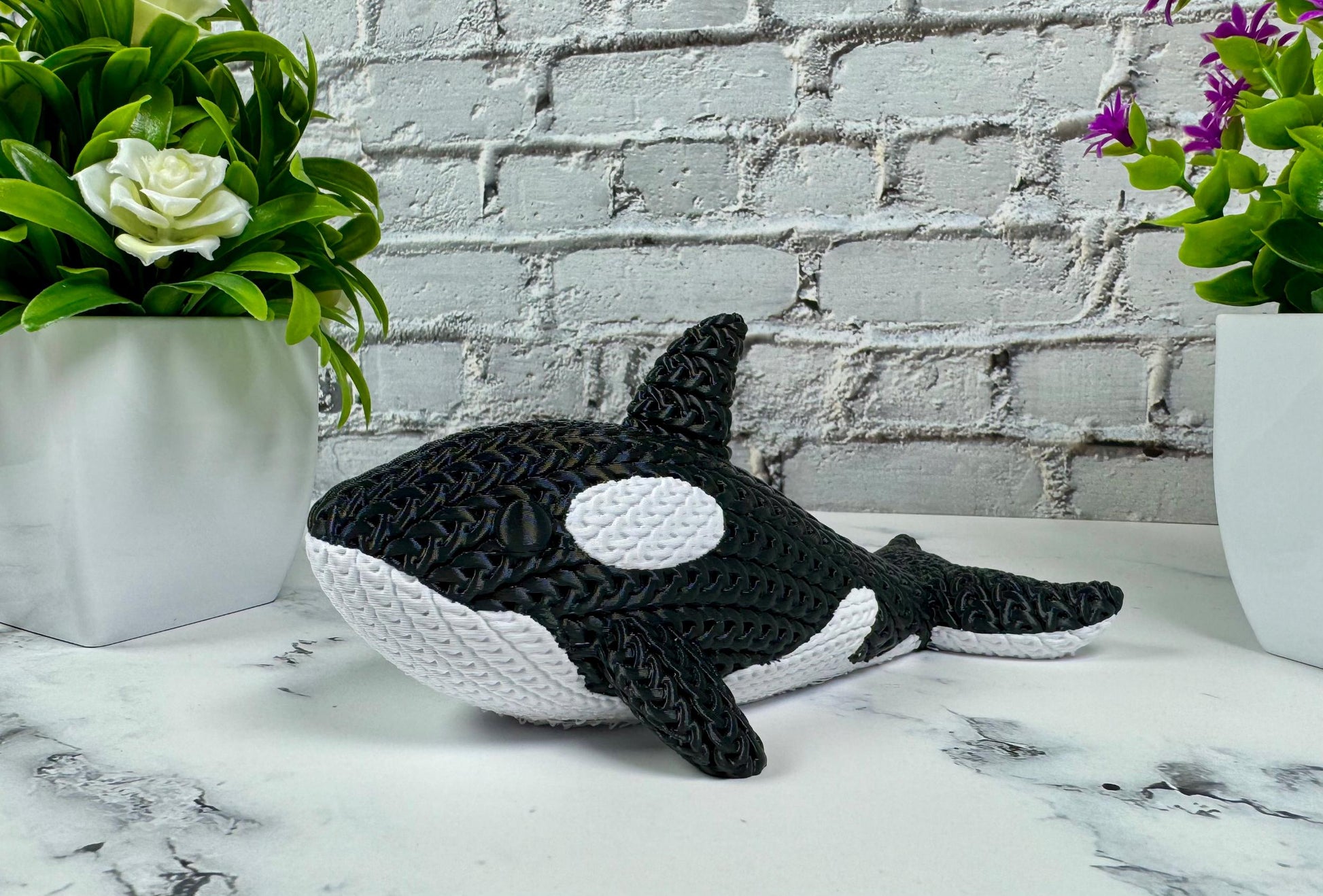 Knitted Orca 3D Printed Unique Office Decor Killer Whale Toy