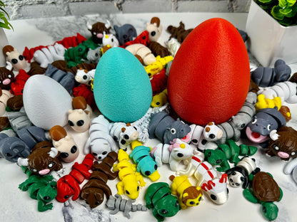 Mystery Animal Packs 3D Printed Articulating mini Animals Party Favors Mystery Egg Fun Stress Relief Fidget Party Packs Pocket Pets Wigglets