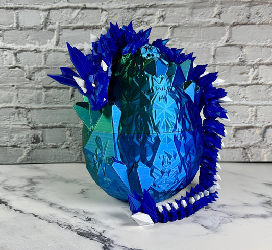 Crystal Gem Articulating Dragon 3D Printed Flexi Wiggle Pet Toy Fantasy Dragon Decoration Office Decor D&D Gift Ideas For Him Nerdy Souvenir