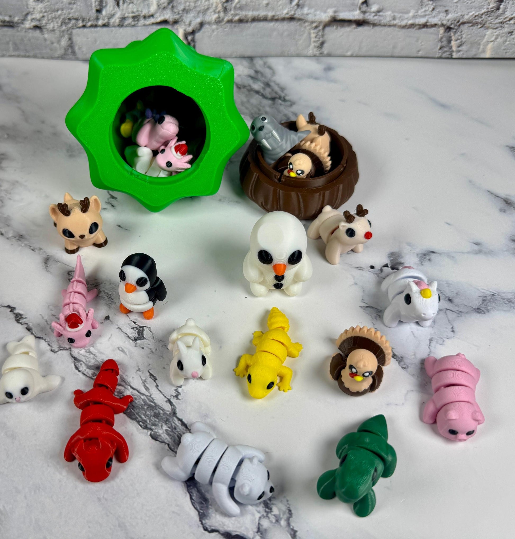 Christmas Tree Animal Packs 3D Printed Articulating mini Animals Fun Stress Relief Fidget Xmas Gift Pocket Pets Wigglets Stocking Stuffer