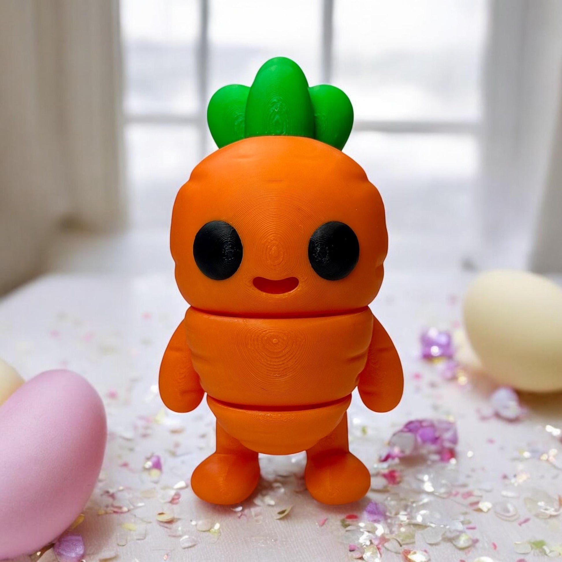 Easter Gift Basket Stuffer Filler Easter Carrot Toy Articulating Flexi Toy 3D Printed Fidget Easter Decoration Gift Desk Buddy Spring Party