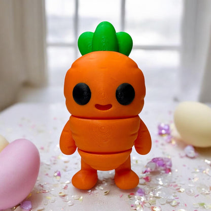 Easter Gift Basket Stuffer Filler Easter Carrot Toy Articulating Flexi Toy 3D Printed Fidget Easter Decoration Gift Desk Buddy Spring Party