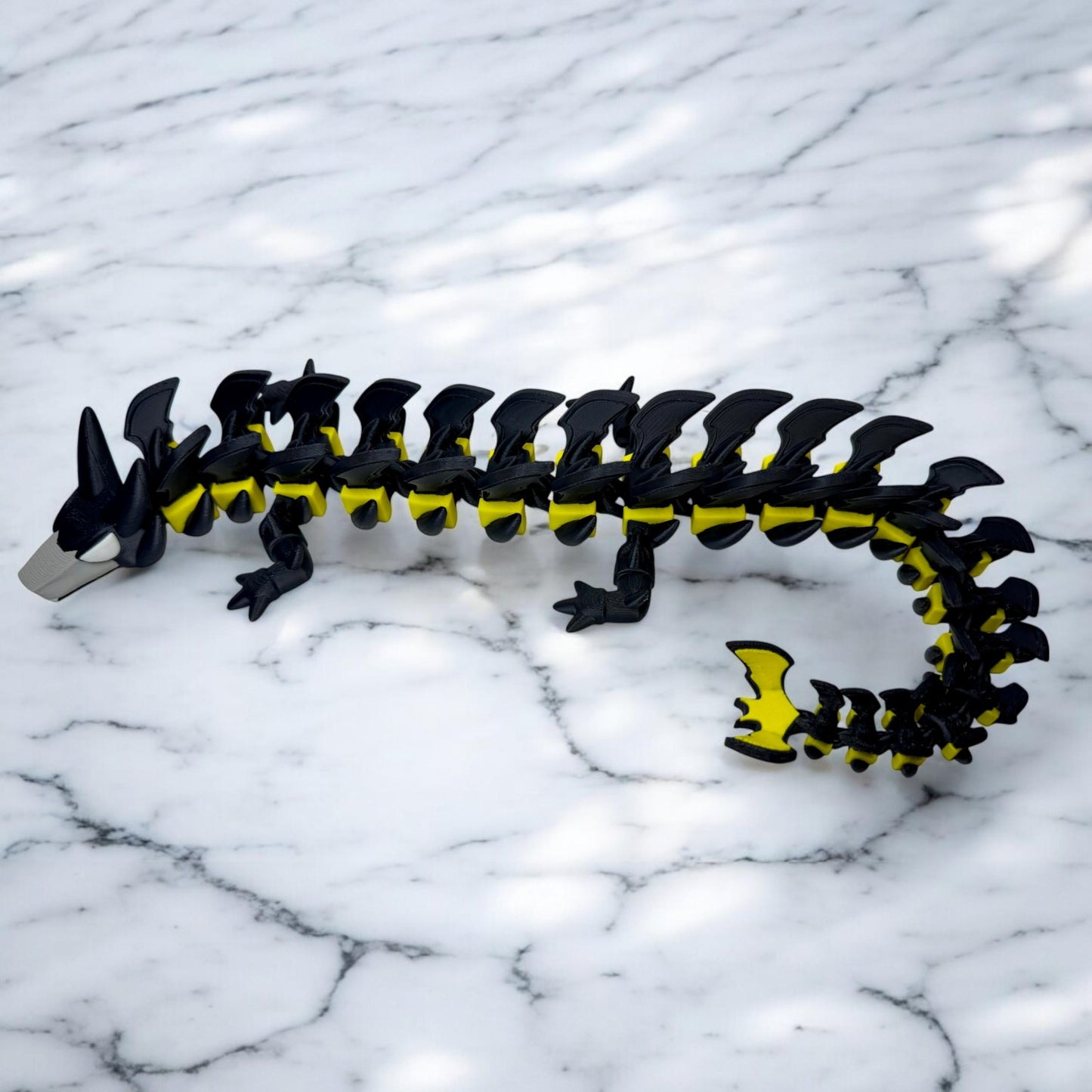 Bat Dragon 3D Printed Articulating Caped Crusader Dragon Fidget Toy Superhero Collectible & Desk Companion Unique Superhero Gift
