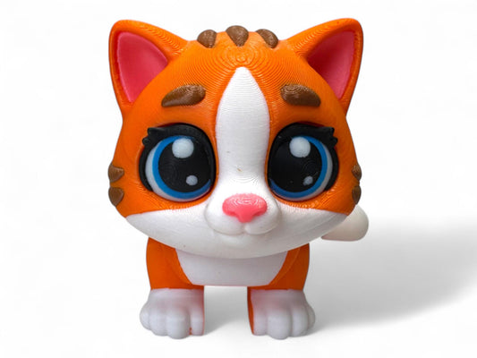Flexi Ginger Cat Articulated Fidget Figurine British Shorthair Tabby Cat Cute Adorable Party Favors Classroom Gifts and Fidgets Cat Lover