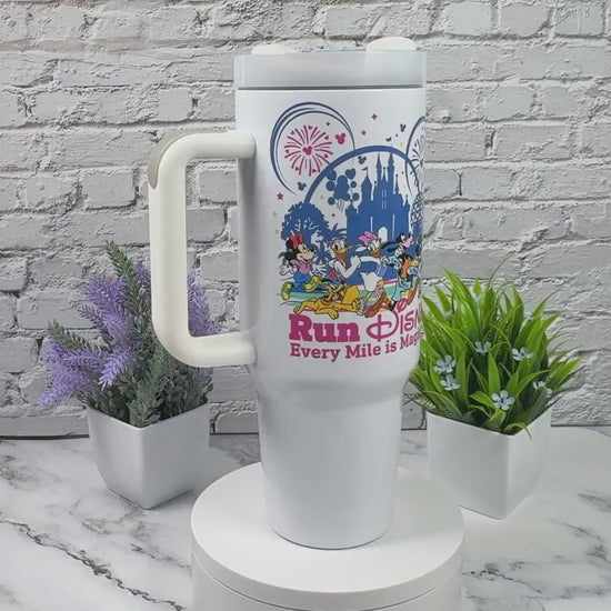 40oz Theme Park Tumbler Magic Theme Park Cute Cartoon Marathon Stanley Dupe Gift For Theme Park  Lover Theme Park Marathon Runner Gift