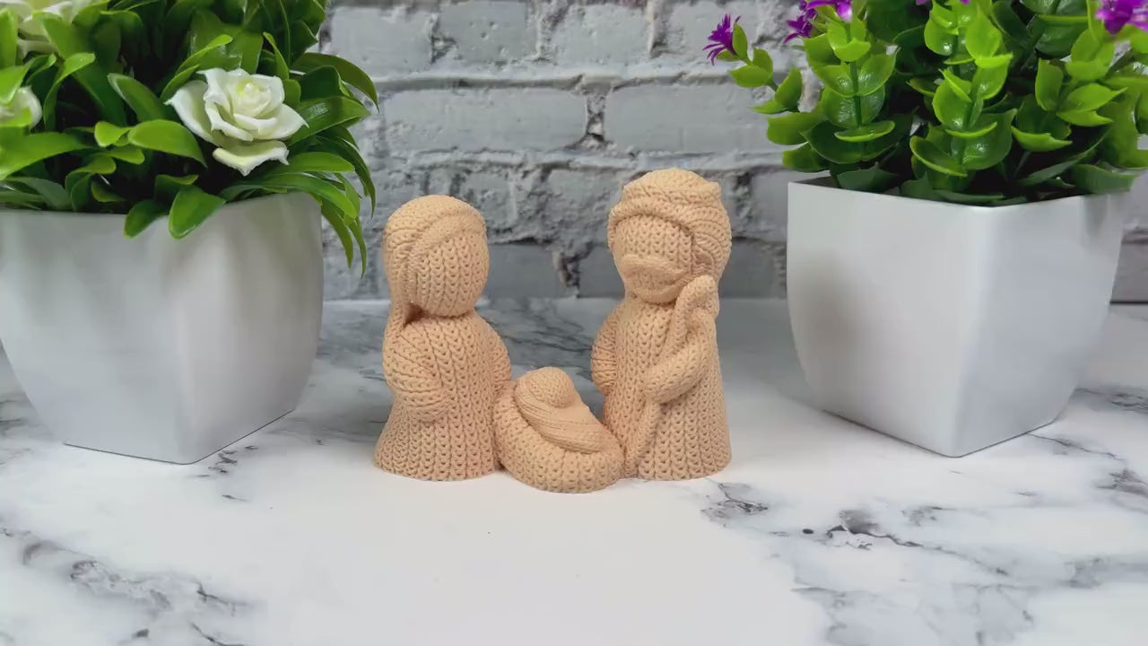 Knitted Nativity Scene Christmas Crib Figurine Cute Holiday Decor 3D Printed Xmas Decorations Secret Santa Gift