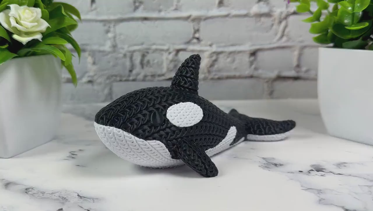 Knitted Orca 3D Printed Unique Office Decor Killer Whale Toy