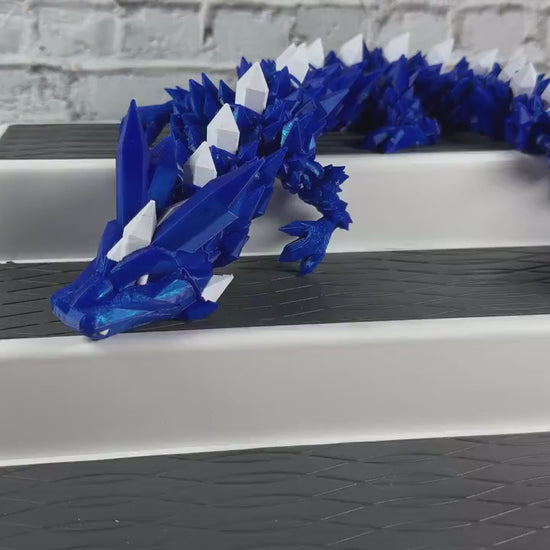 Crystal Gem Articulating Dragon 3D Printed Flexi Wiggle Pet Toy Fantasy Dragon Decoration Office Decor D&D Gift Ideas For Him Nerdy Souvenir