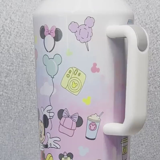 64oz Quencher Dupe Water Bottle Jumbo Theme Park Tumbler Magic Theme Decor Cute Cartoon Characters Stanley Dup Gift For Theme Park Lover