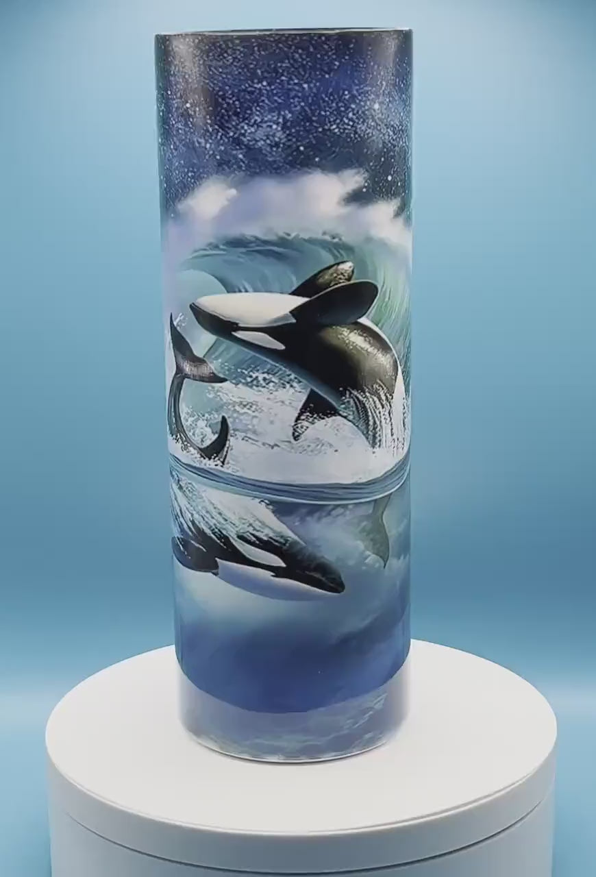 20oz Skinny Tumbler | Sublimation | Custom Tumbler | Nature | Orca | Sea Life | Ocean | Killer Whale Tumbler