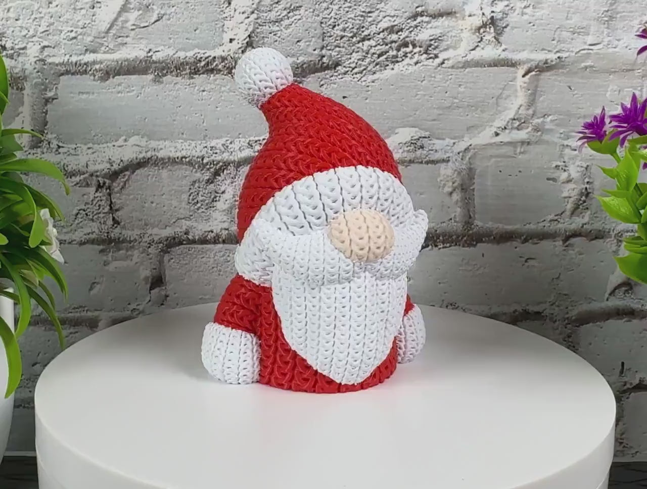 Knitted Santa Gnome 3D Printed Holiday Decor Christmas Decoration