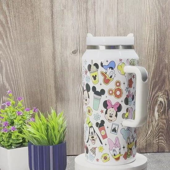 64oz Quencher Dupe Water Bottle Jumbo Theme Park Tumbler Magic Theme Decor Cute Cartoon Characters Stanley Dupe Gift For Theme Park Lover