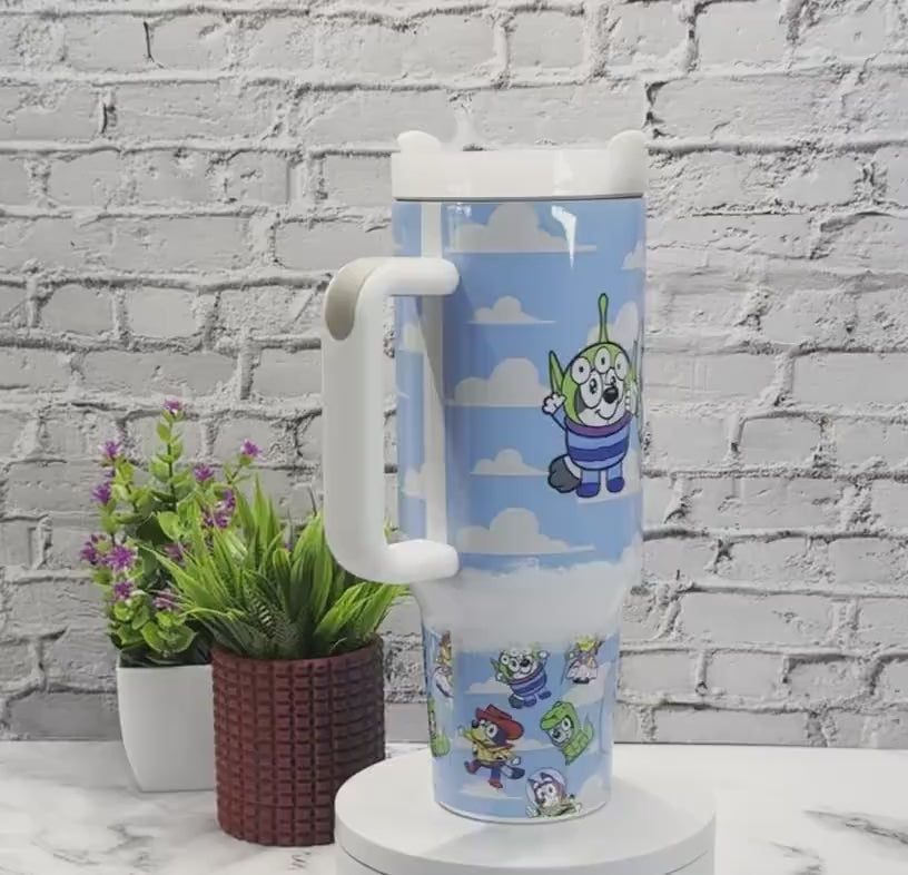 40oz Blue Cartoon Dog Quencher Dupe Tumbler Blue Heeler Cute Cartoon Crossover Tumbler Stanley Dupe  40oz Tumbler Cute Gift for Wife