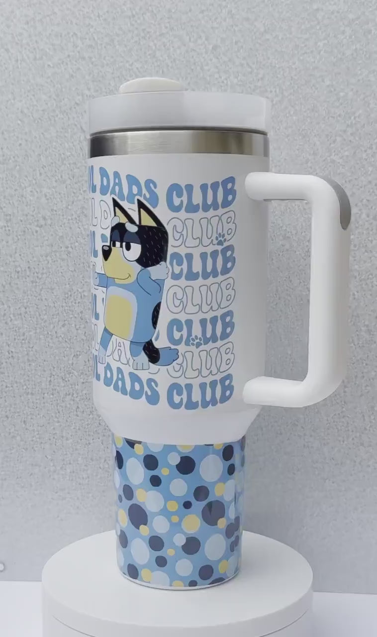 40oz Tumbler Blue Cartoon Dog Cool Dads Club Tumbler Bandit Tumbler Blue Heeler Stanley Dup Dad Christmas Gift 40oz Tumbler