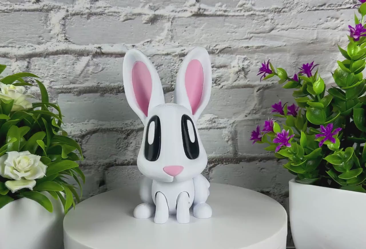 Cute Flexi Bunny Fidget Toy Figurine 3D Printed Articulating Desk Buddy Unique Bunny Figurine for Stress Relief Fidget Toy Pocket Bunny