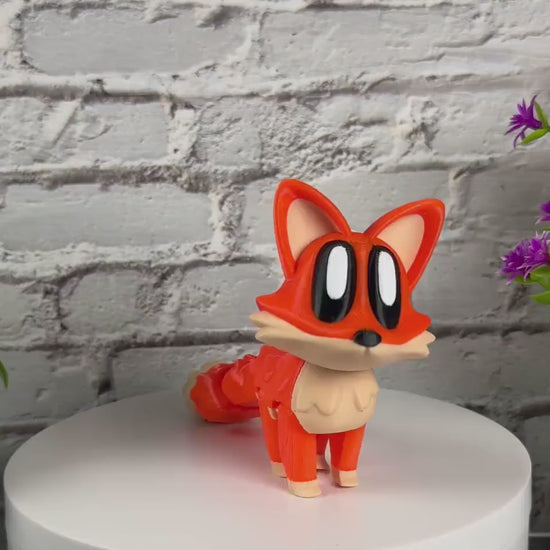 Cute Flexi Fox Fidget Toy Figurine 3D Printed Articulated Desk Buddy Unique Fox Figurine for Stress Relief Fidget Toy Cute Desk Critter